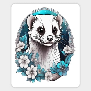 Ferret In Cottage Core and Filigree Style Art Magnet